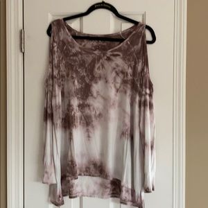 AE Soft and Sexy long sleeve cold shoulder tie dye